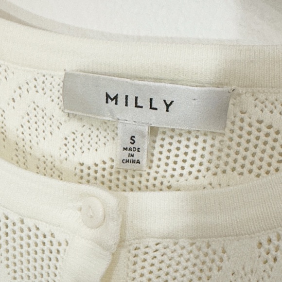 Milly Cream Cardigan Lace Floral Textured Button-Up Size Small Like New! - Picture 4 of 7